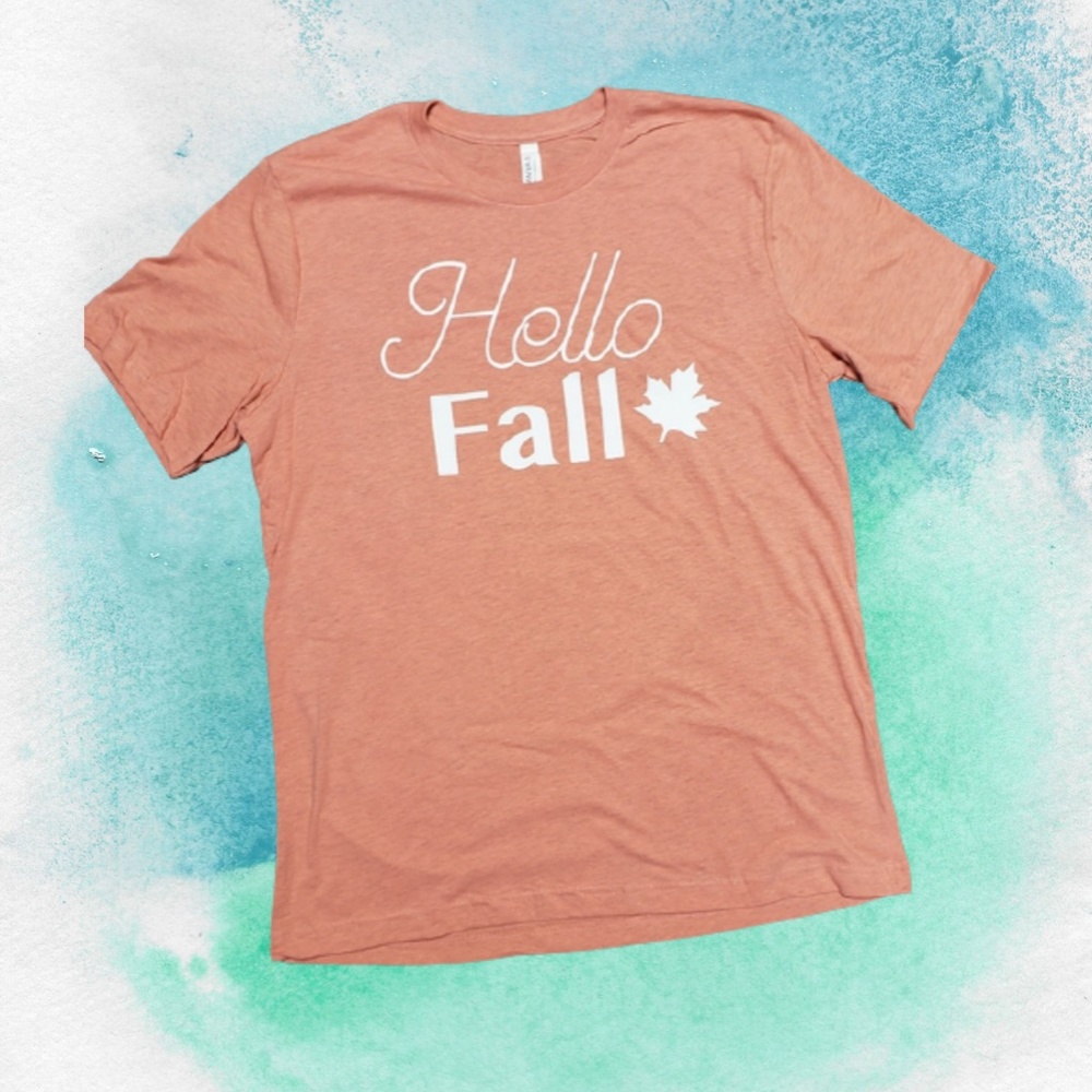Hello Fall with Leaf Design Tee TShirt